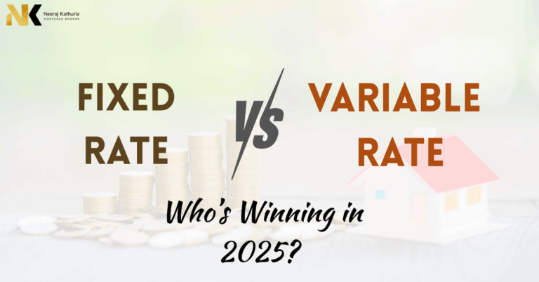 Visual comparison of Fixed Rate vs Variable Rate mortgage options, highlighting choices for homebuyers in Surrey BC