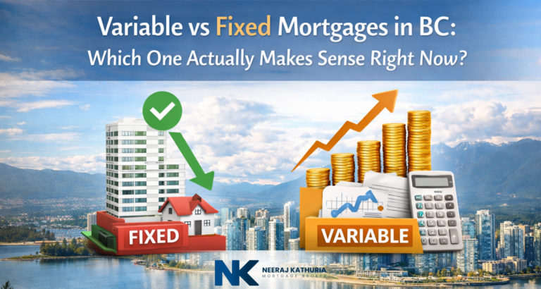 Variable vs fixed mortgages in British Columbia for mortgage financing comparison by Neeraj Kathuria Surrey Mortgage Broker