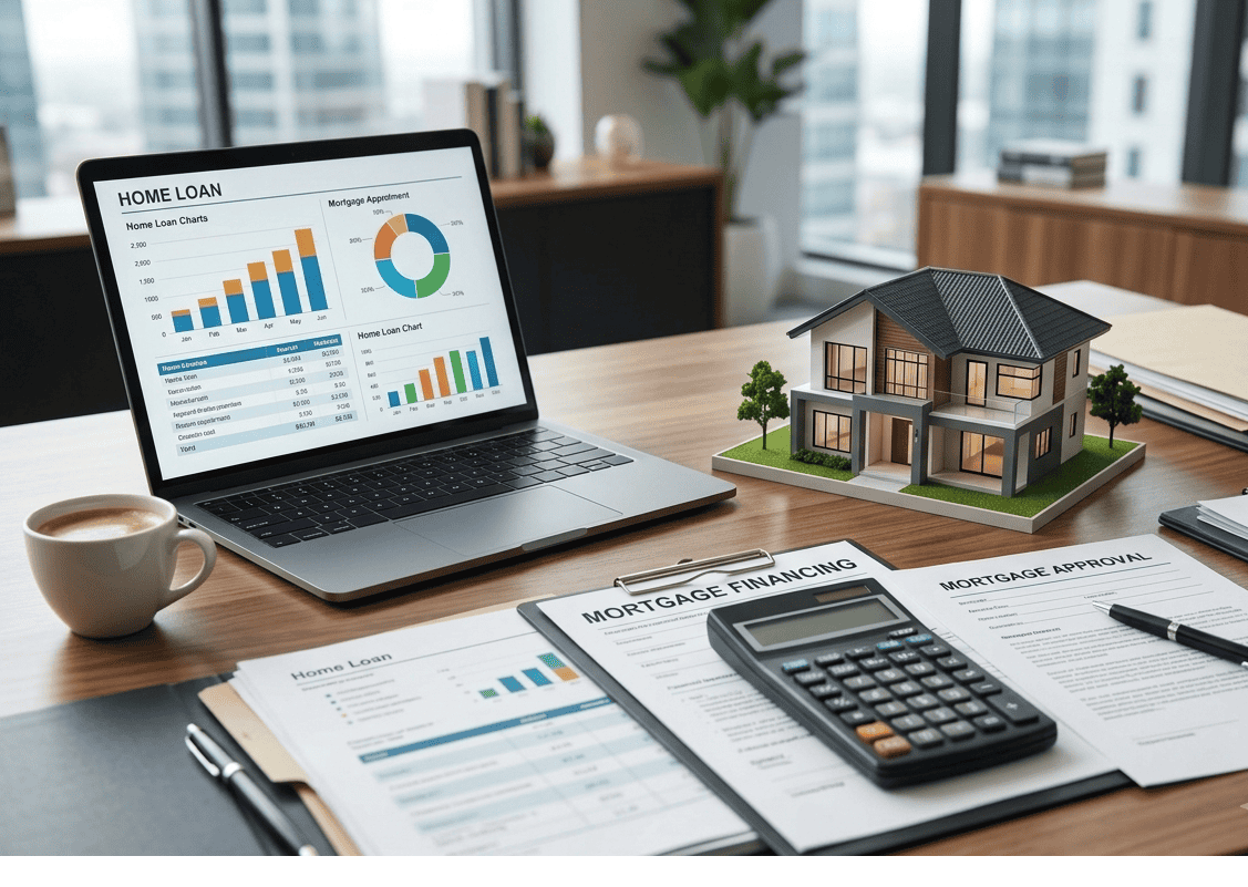 Self Employed Mortgage Surrey financing documents and home loan approval workspace