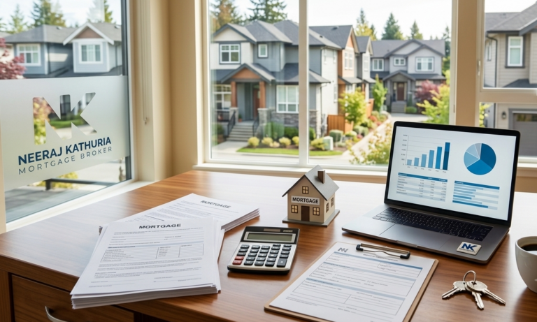 Mortgage broker Surrey office with home financing documents